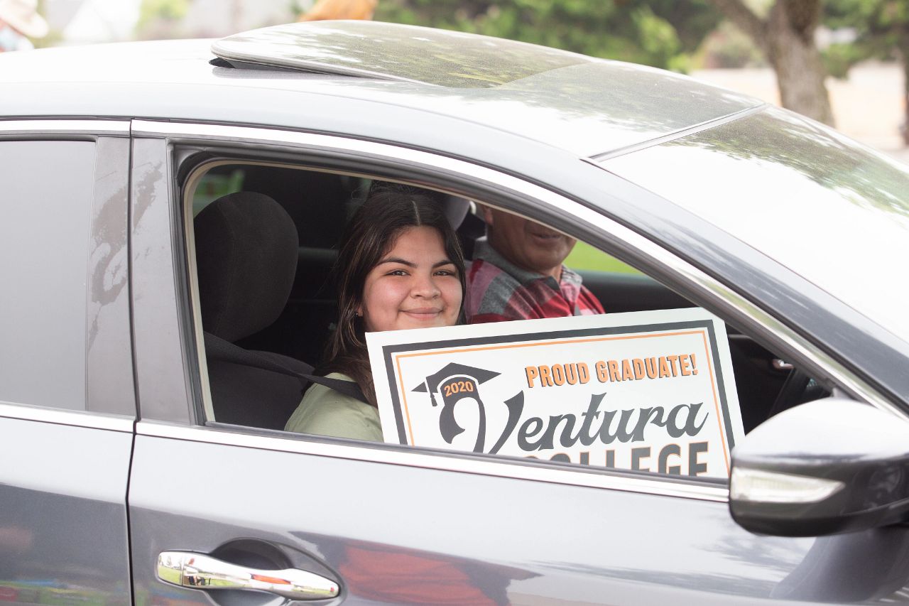 Ventura College Graduate at drive thru