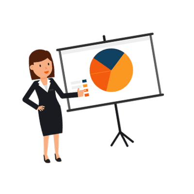 Female teacher presenting graph full
