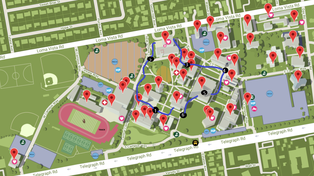 Arts and Humanities tour map.