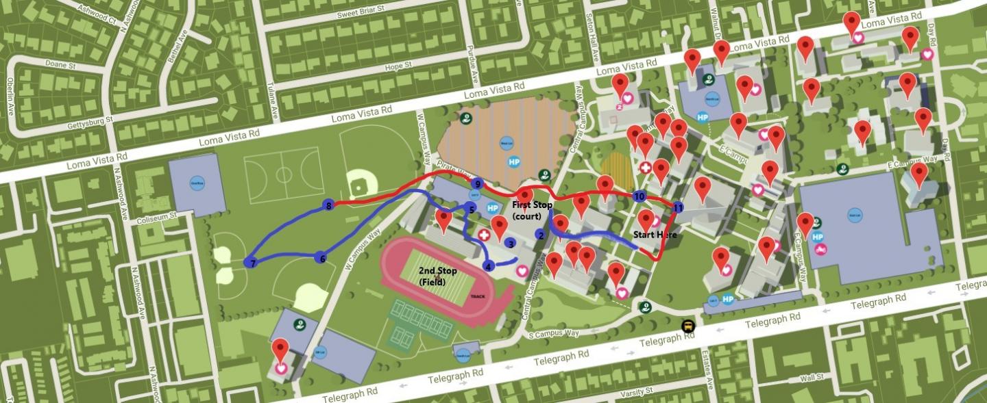 Athletics tour map.
