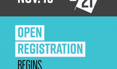 Graphic with text that reads: Nov 19 Open Registration Begin Graphic with text that reads: Nov 19 Open Registration Begin